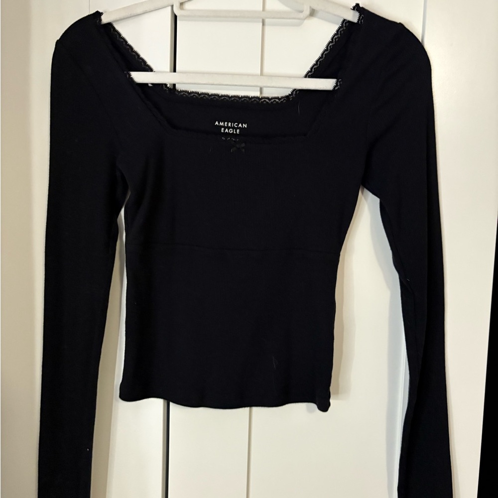 American Eagle Outfitters Black Long Sleeve Top